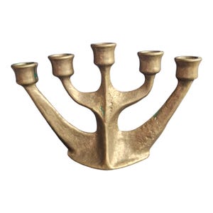 Menorah - HORST Dalbeck - brutalist designer antieke authentieke atelier gallery kandelaar massief brons, fraai bewerkt art candlestick