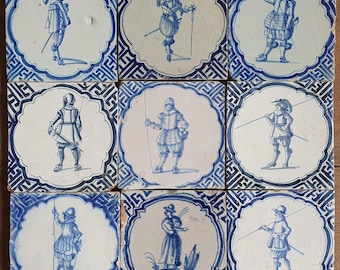 アンティークデルフトブルータイル、1625年オランダタイル