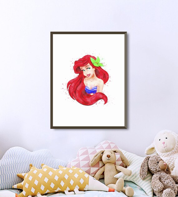 Ariel Portrait Little Mermaid Disney Princess Watercolor Wall Etsy