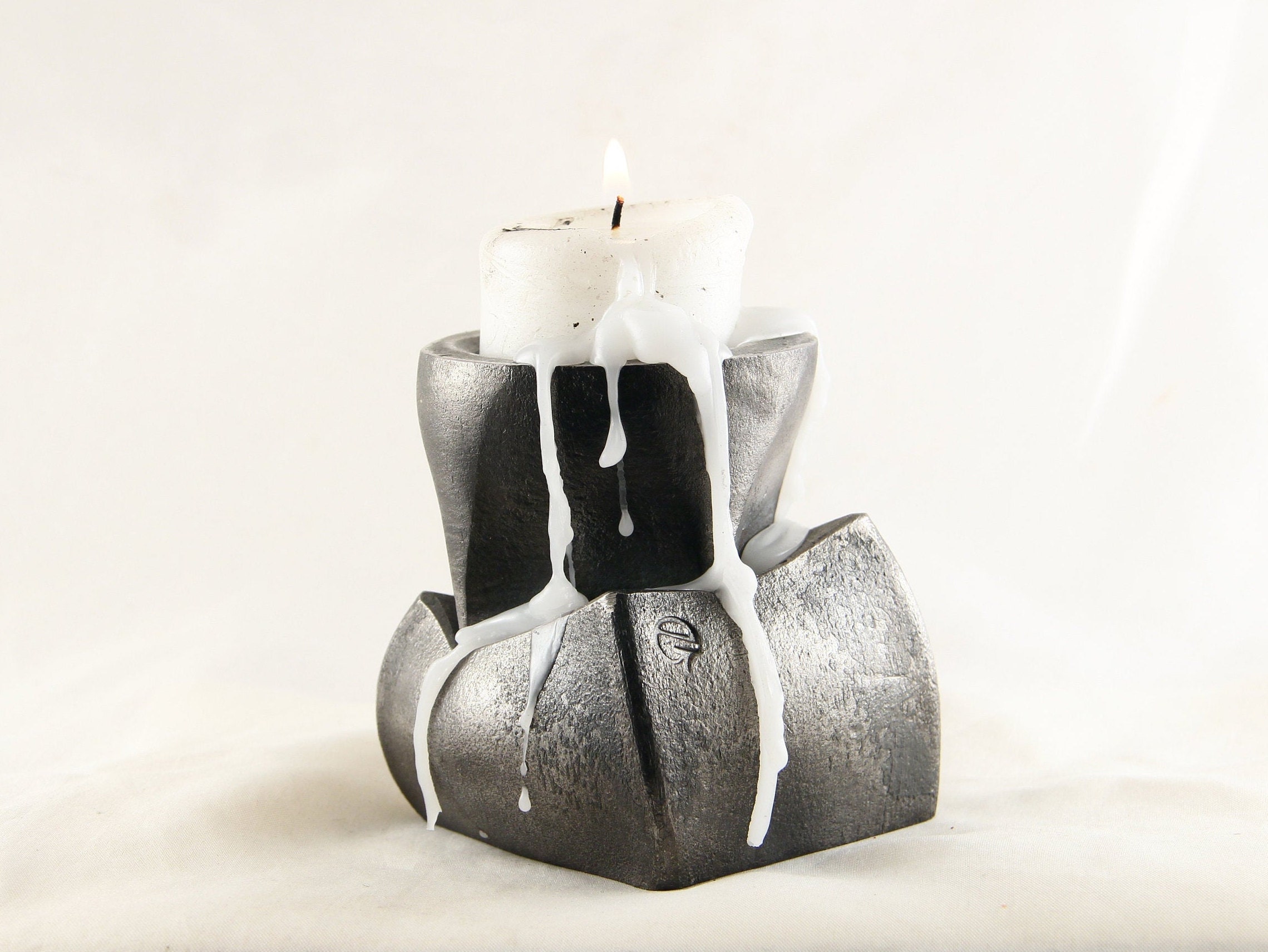 Wrought iron candle holder decor Metal candlestick Etsy