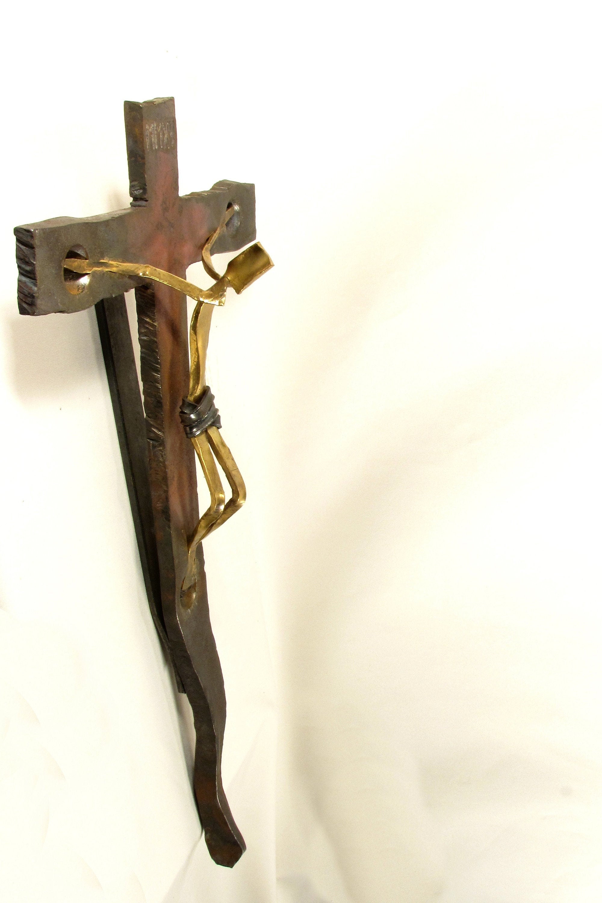 Metal wall cross Crucifix for wall decor Metal art Etsy