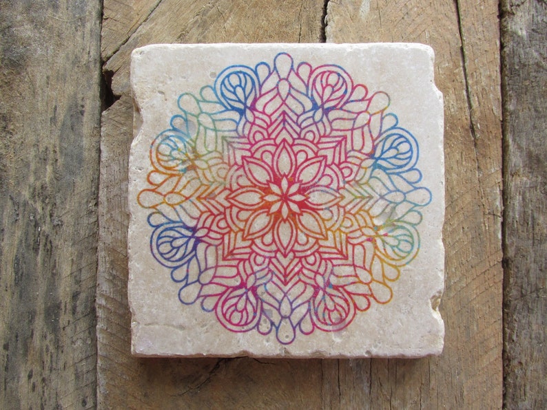 Botanical gift Mandala Gift Birthday gift for friend Rainbow Mandala Coasters Mandala gift idea Gift idea Sister Birthday gift idea