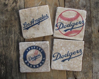 Los Angeles Dodgers Coasters set of 4 for Fan Gift, Dodgers Baseball Drink Coasters, Dodgers Gift idea, Dodgers Gift for Dodger Baseball Fan