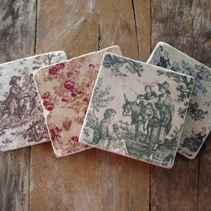 Shabby Chic Rustic French Country Coasters~Paris, Rustic Gift~Cottage Coasters~French Country Decor~Shabby Chic Coaster Set. Coaster Set