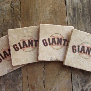 San Francisco Giants Coasters set of 4, Giants Baseball gift. Giants Gift for Dad. Giants Fan. Giants Decor Idea. Giants Birthday Gift idea