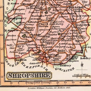 Antique Map SHROPSHIRE,  Darton Hand Coloured Original Miniature  County Map c 1822