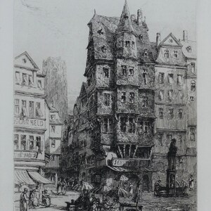 Antique Print FRANKFURT, FRANKFORT, GERMANY, Ernest George original etching  print 1880