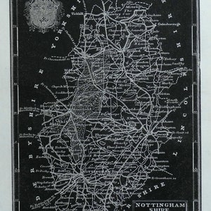 Mappa antica NOTTINGHAMSHIRE, Pinnock, mappa originale bianca su nera 1834