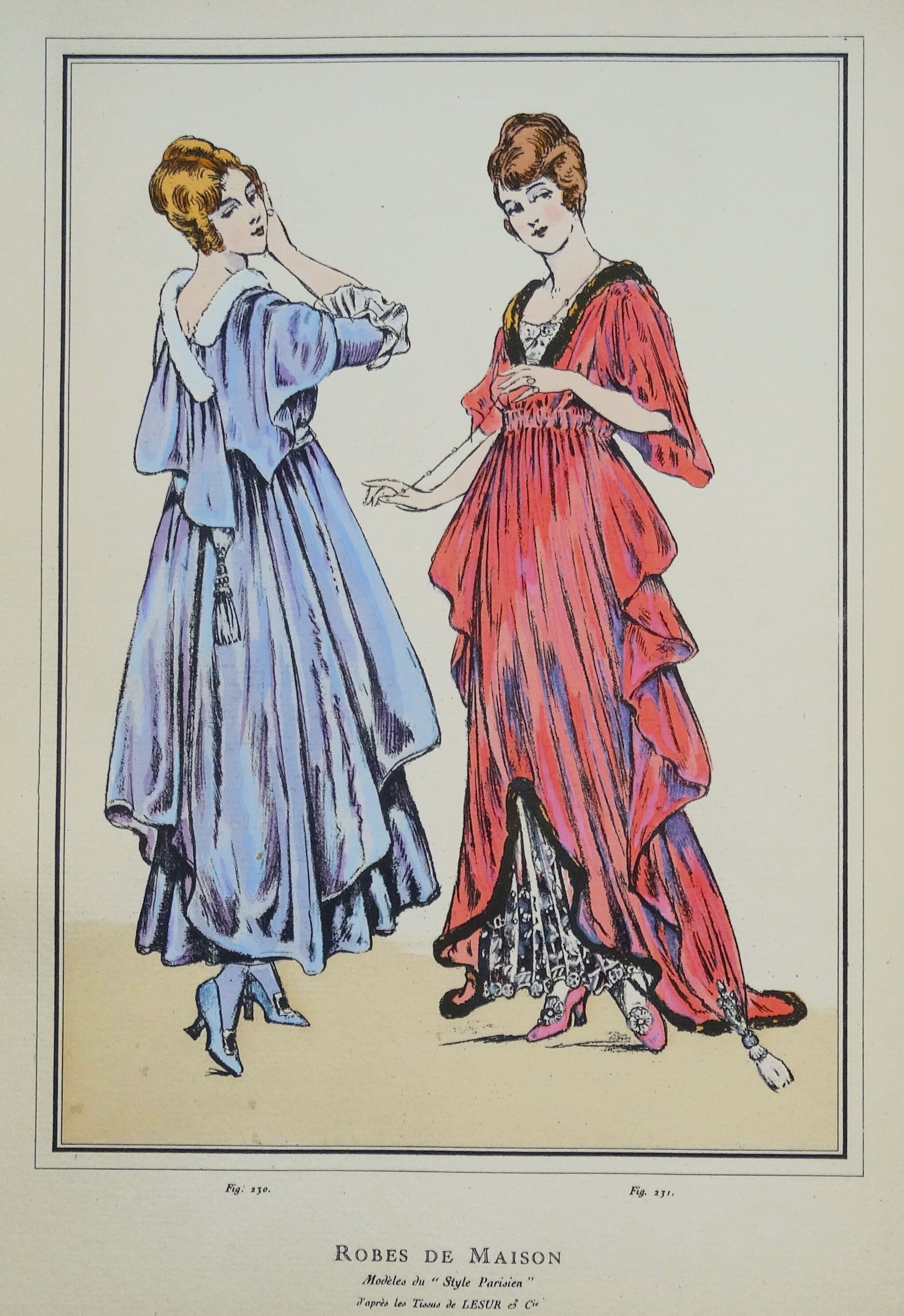 ANTIQUE FASHION PRINT House Dresses Art Nouveau Large Old Vintage Pochoir  1915 - Etsy