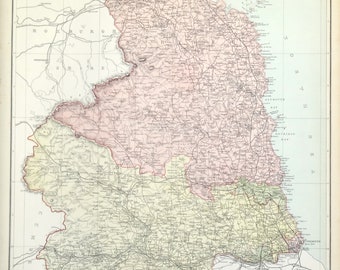 Antique Map NORTHUMBERLAND, Edward Weller  Map c1870
