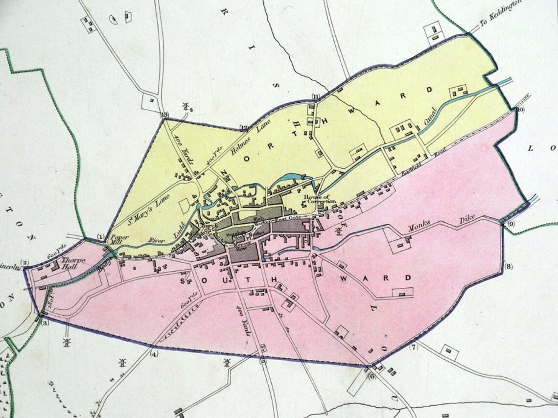 LOUTH LINCOLNSHIRE UK Street Plan Dawson Original antique Etsy