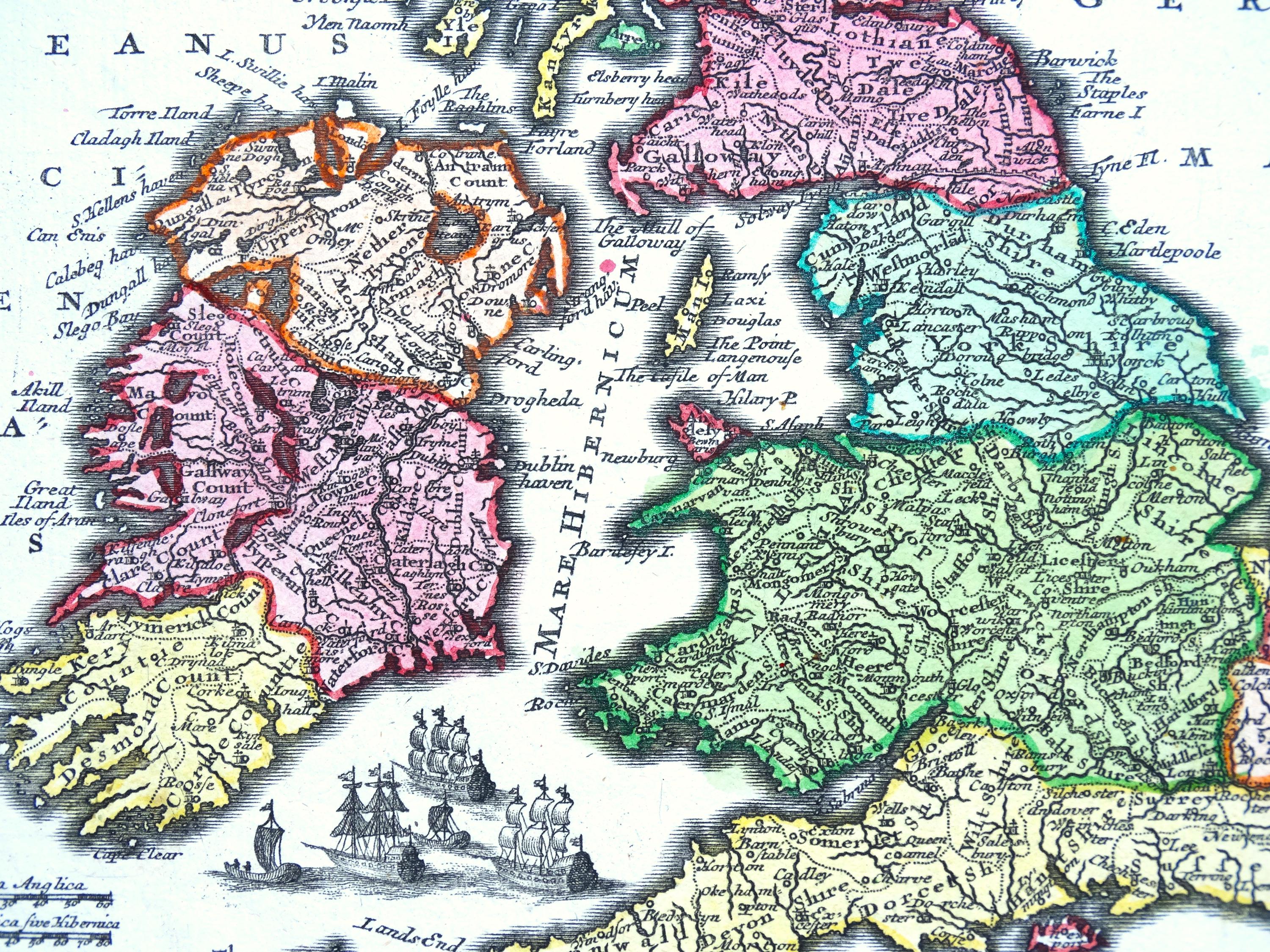 英国18世紀アンティーク銅版画 手彩色の古地図 【公式通販】