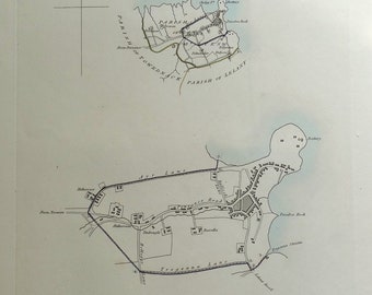 Antique Map St.IVES, CORNWALL, Street Plan, Dawson Original antique hand coloured map 1832