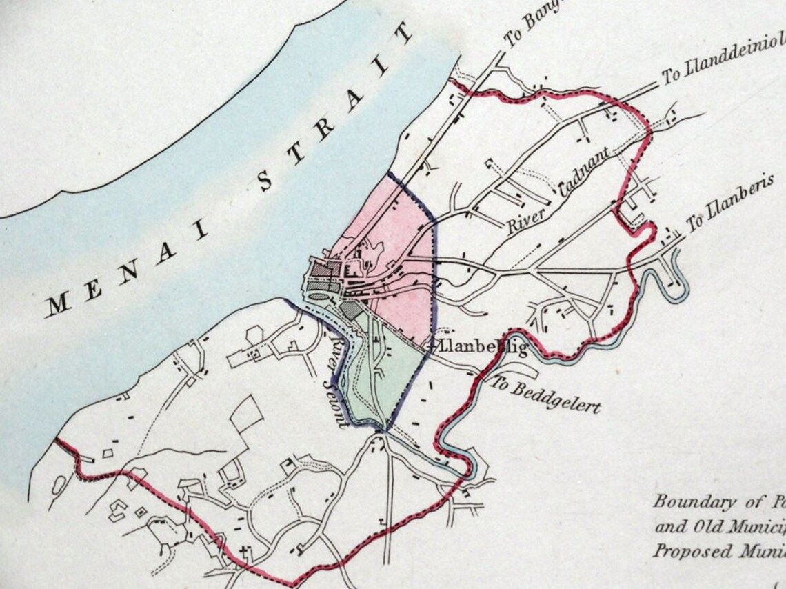 CAERNARFON CARNARVON WALES Street Plan Dawson Original Etsy