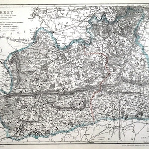 Antike Karte SURREY & LONDON Mit RAILWAYS County Map 1867 Original Lithographie