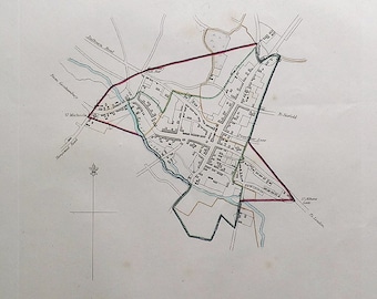 Antique Map Map St. ALBANS, HERTFORDSHIRE Street Plan, Dawson Original  1832