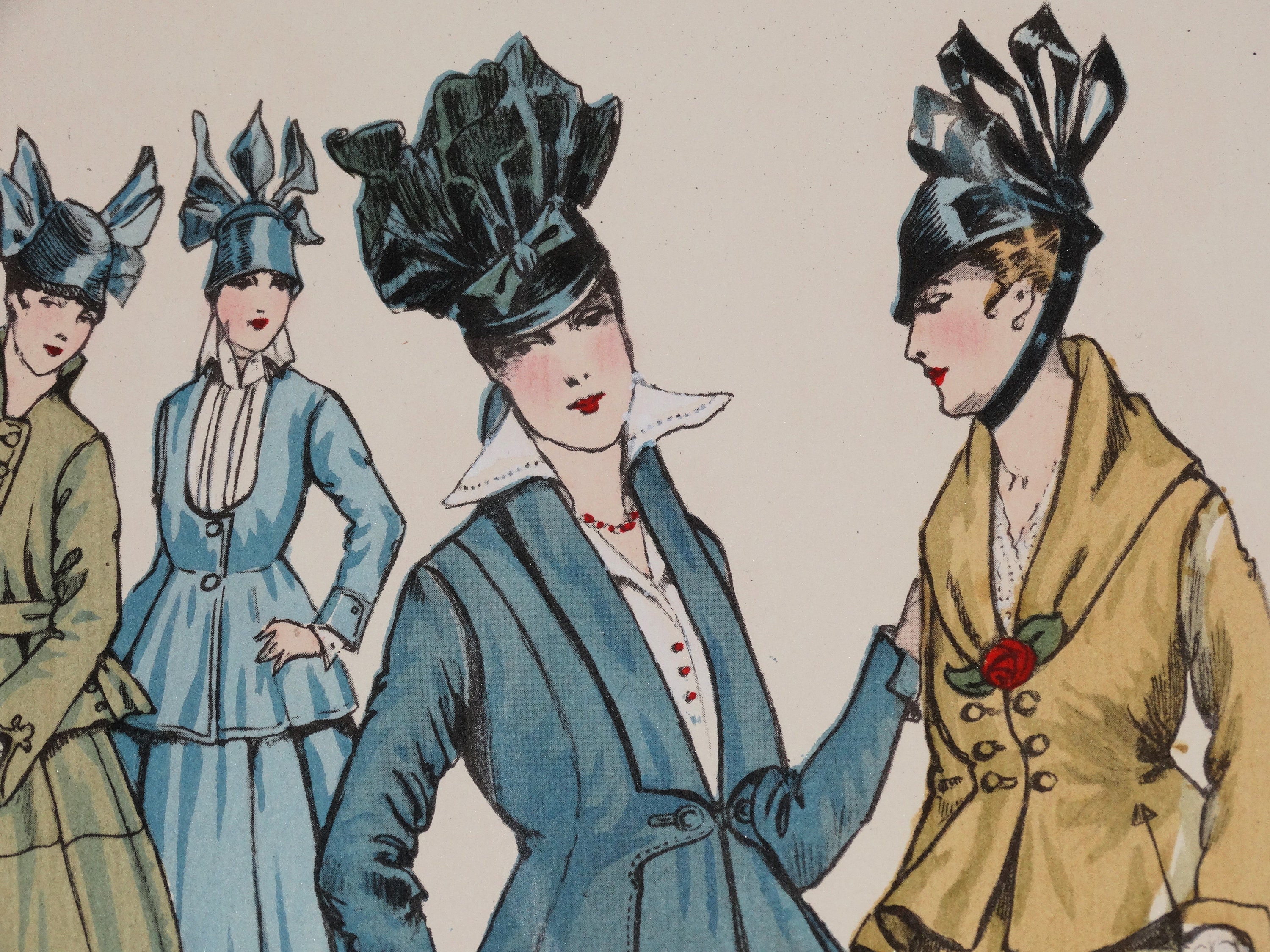 アンティーク ファッション プリント サージ スーツ アール ヌーボー