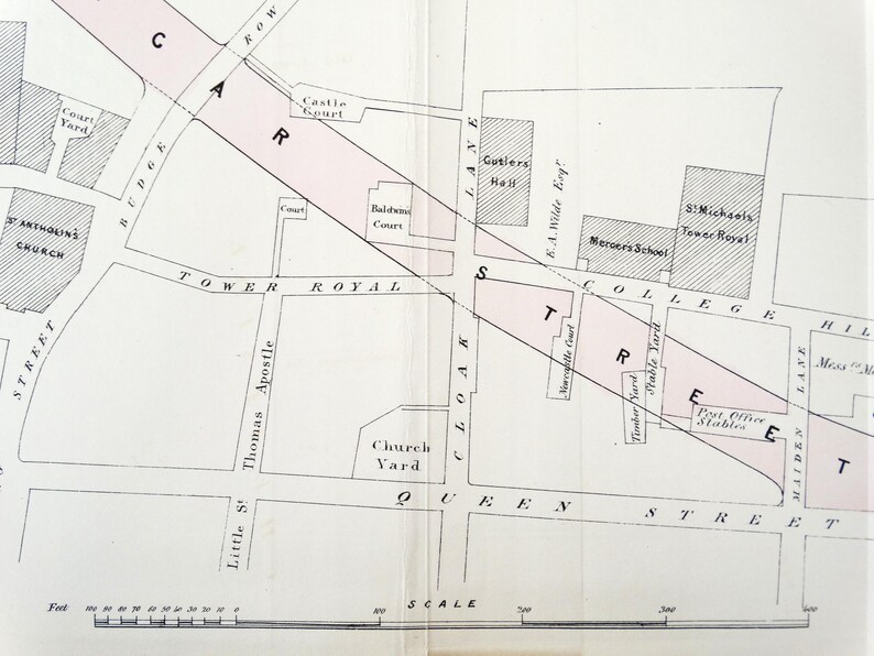 Antique Map LONDON City Street Planning, Mansion House,cheapside 1838 ...