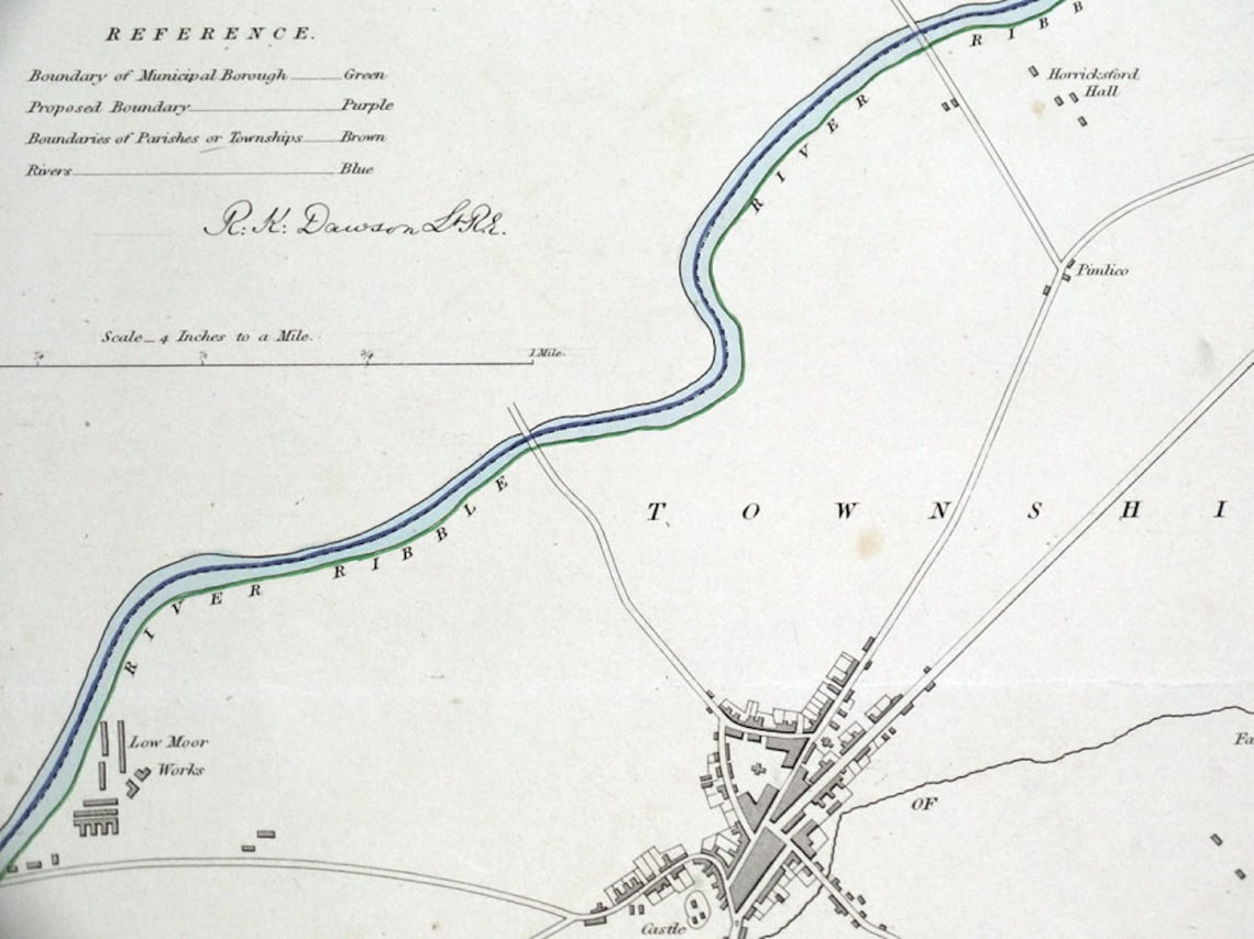 CLITHEROE LANCASHIRE ENGLAND Street Plan Dawson Original Etsy