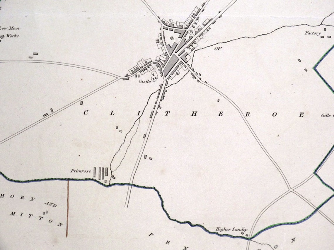 CLITHEROE LANCASHIRE ENGLAND Street Plan Dawson Original Etsy