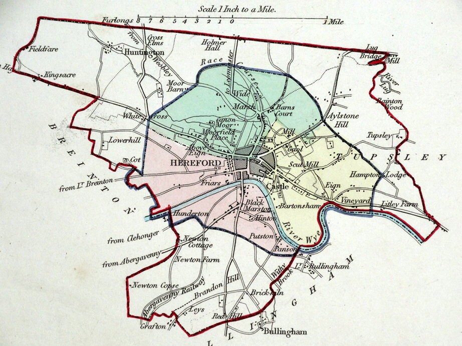 HEREFORD ENGLAND Street Plan Dawson Original Antique Map - Etsy Australia