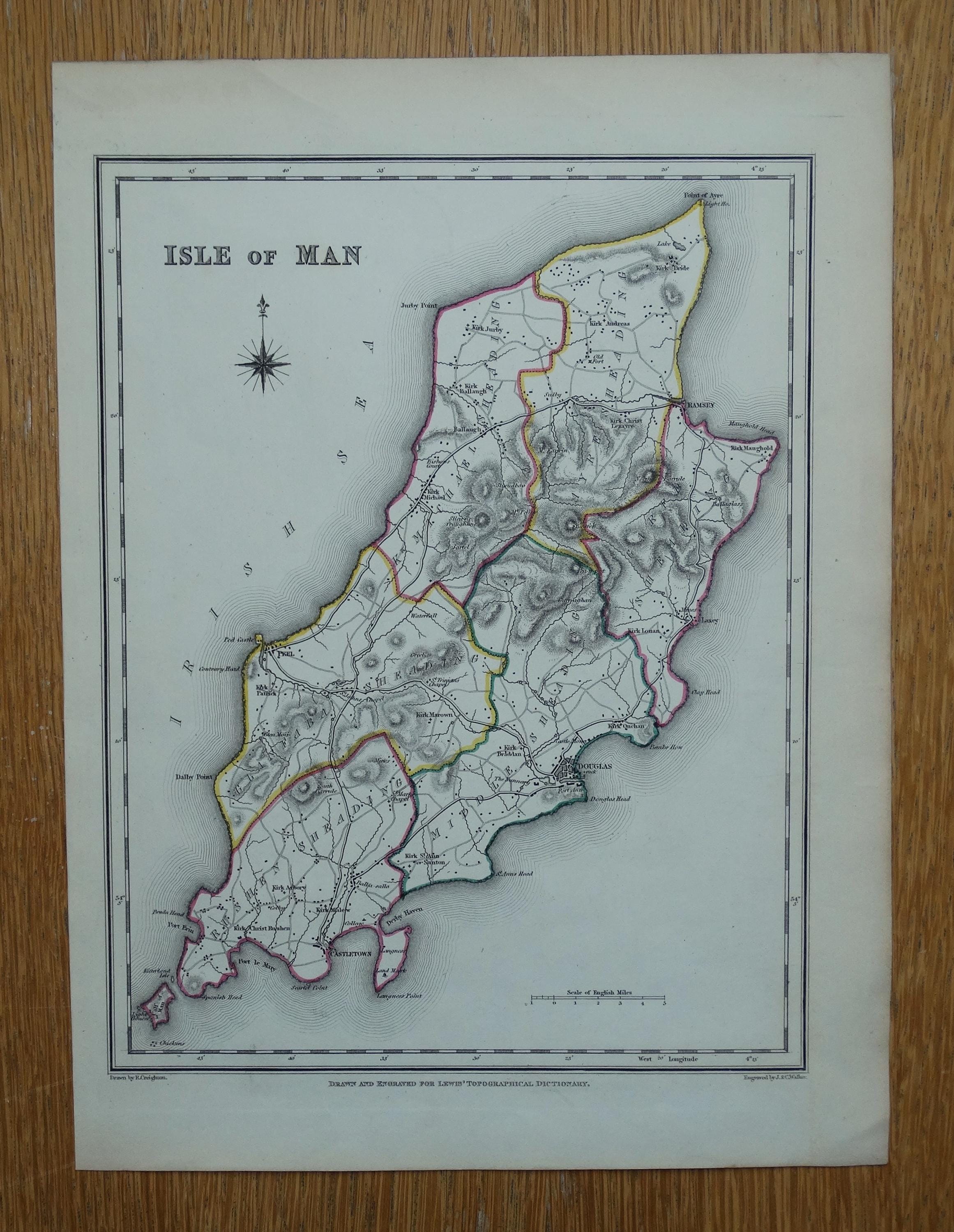 マン島のアンティーク地図 ルイス原版 1835年 - Etsy 日本