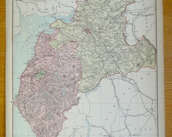 Antique Map CUMBERLAND, CUMBRIA, Edward Weller Original  c1870