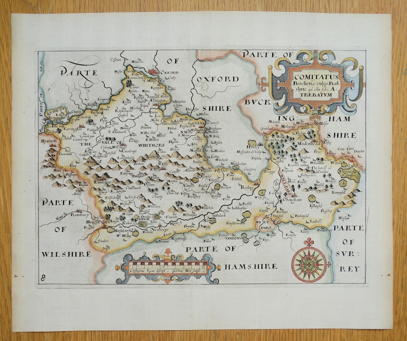 Antique Map BERKSHIRE, Saxton & Hole, Camden Original Map 1637 - Etsy