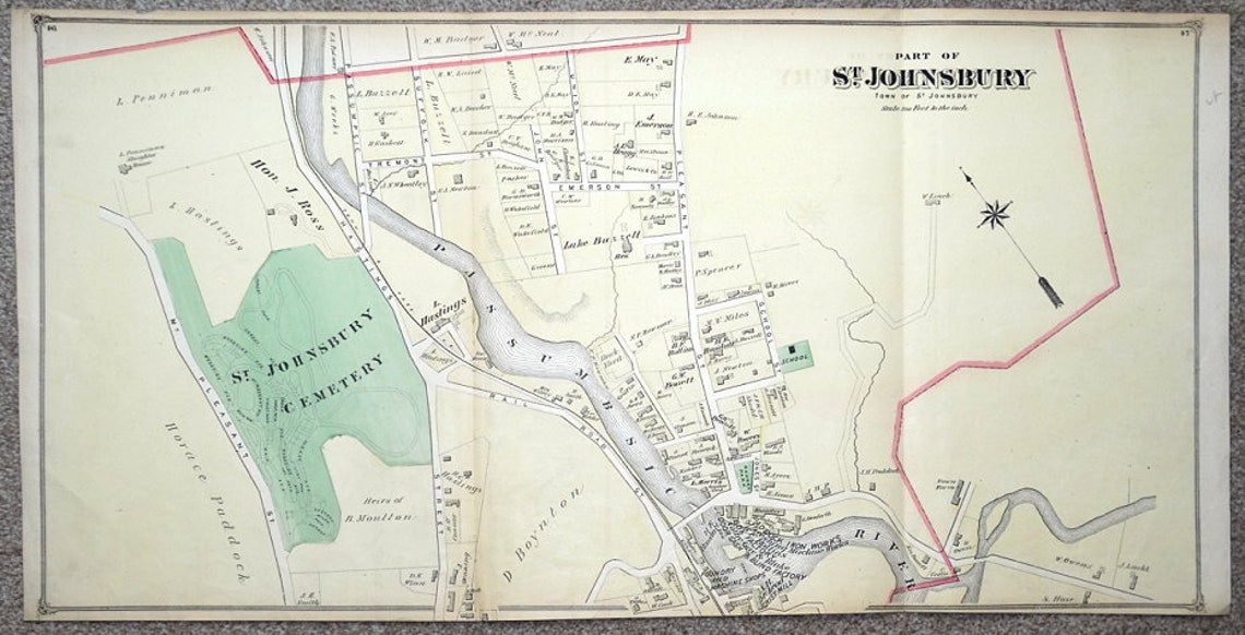 St.johnsbury VERMONT USA Original Antique Map 1875 Etsy