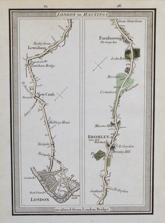 1900年代初頭フランス アンティーク地図 自転車 ロードマップ/K662 アンティーク地図 ロンドン ニュークロス ルイシャム ファーンバラ