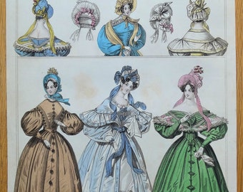 Antique Print PERIOD COSTUME, Townsend, Ladies Paris Fashion plate 551  1833