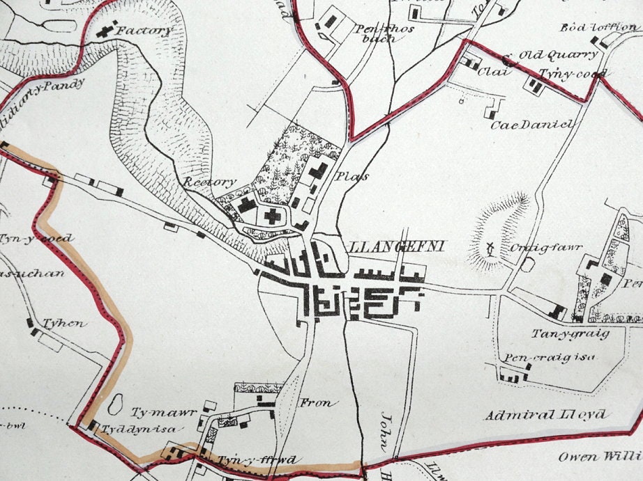 LLANGEFNI ANGLESEY WALES Street plan original antique map Etsy