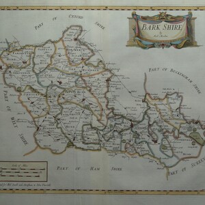 Carte antique BERKSHIRE, Barkshire, Robert Morden, carte originale colorée à la main 1695