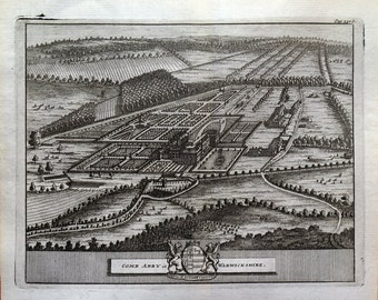 COOMBE ABBEY, Rugby, WARWICKSHIRE Van Der Aa, Kip original antique print 1727