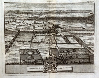 Antique Print HAUGHTON HALL NOTTINGHAMSHIRE Van Der Aa, Kip original  print 1727