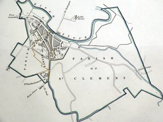 Street Map Of Sandwich Kent Sandwich Kent Street Plan Dawson Original Antique Map 1832 | Etsy Uk
