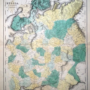 Antique Map RUSSIA IN EUROPE, Gall & Inglis original  map c1850