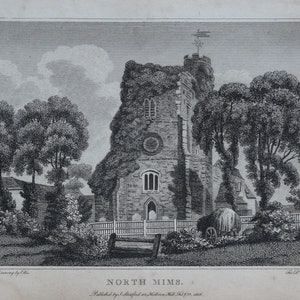 Stampa antica HERTFORDSHIRE NORTH MYMMS Incisione su rame vintage 1806