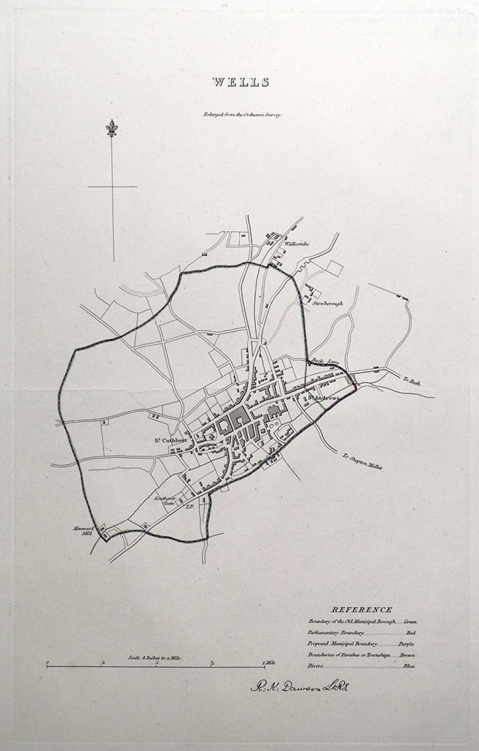 WELLS SOMERSET UK Dawson Street Plan Original Antique Map - Etsy