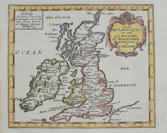 Antique Map BRITISH ISLES, Britain, UK, original Giustiniani map 1739