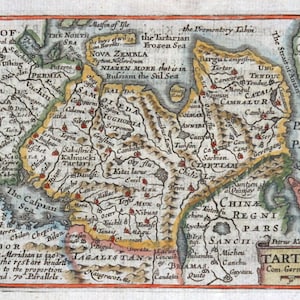 Antique Map ASIA,TARTARY Anian, Korea island, Van Den Keere Miniature Speed  1675