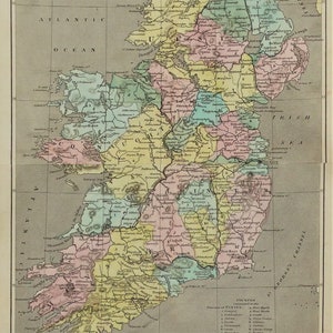 Carte antique IRLANDE, Capper Original Carte colorée à la main 1808