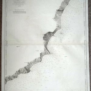 Antike Seekarte RIVIERA DI PONENTE, Alassio Albenga Loano Imperia Antike Seekarte 1860 alte nautische Meereskarte