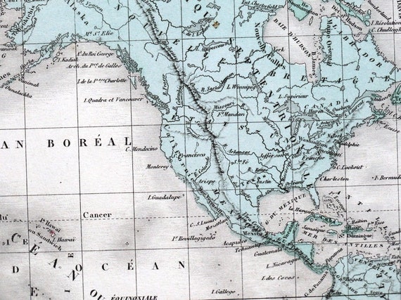 メルカトル図法によるアンティーク世界地図、マルテ・ブルンの