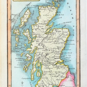 Antique Map SCOTLAND & ISLANDS Darton Hand Coloured Original Miniature  Map c 1822
