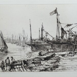 BOAT BUILDING, Great Yarmouth, Norfolk, C.Watson nautical, maritime antique print 1880