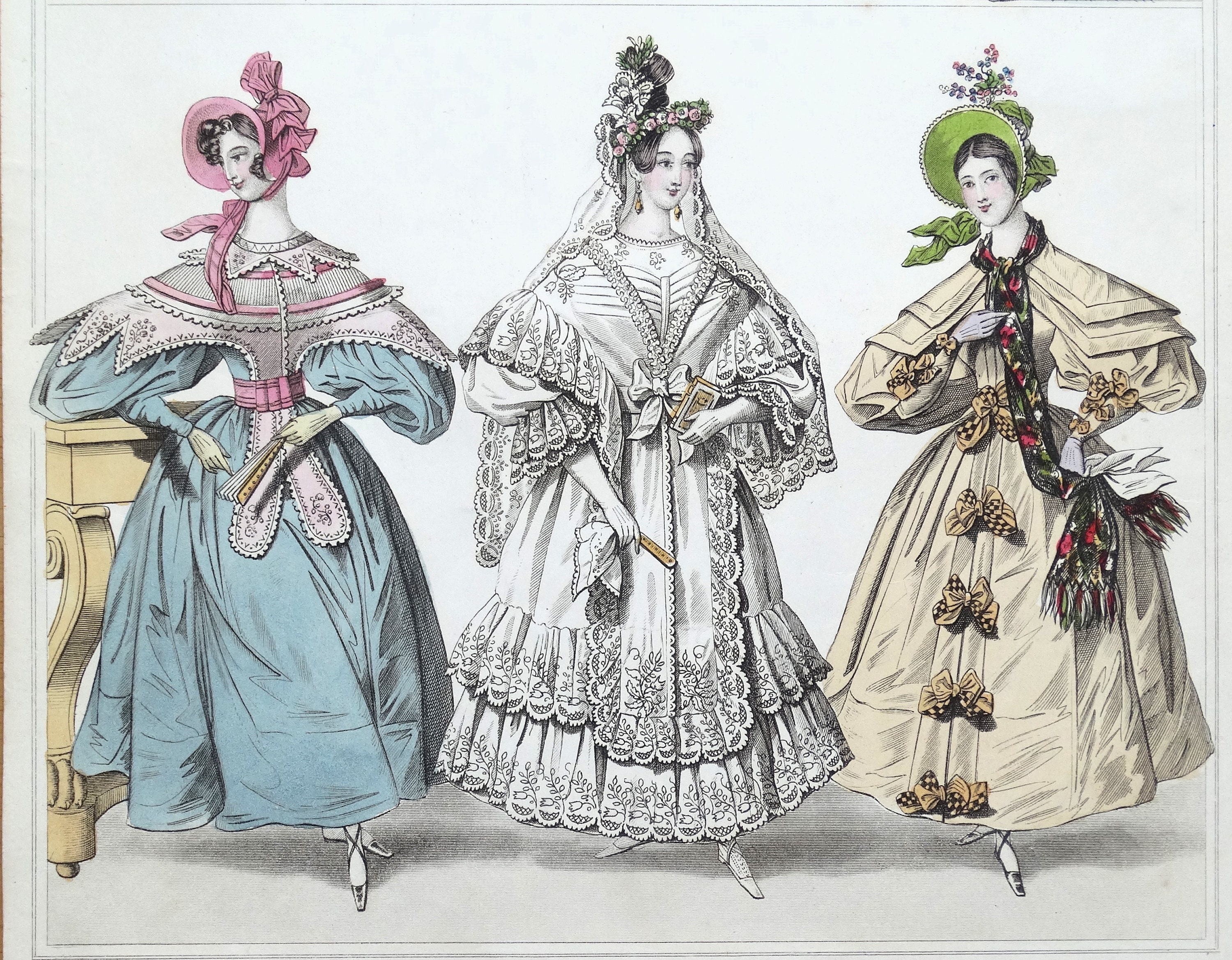 Antique Fashion Print, No 523 Townsend Ladies Paris Period Costume