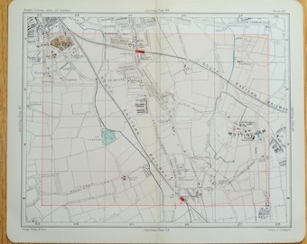 Antique Map HITHER GREEN, MOTTINGHAM, Chinbrook London street plan,  1896