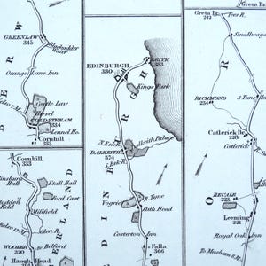 Carte routière ancienne ROUTE VERS ÉDIMBOURG Charles Smith Companion de poche 1826