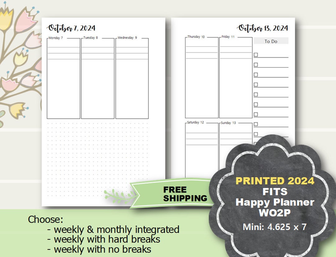PRINTED 2024 Fits Happy Planner Mini, Weekly Insert, Happy Planner Mini ...